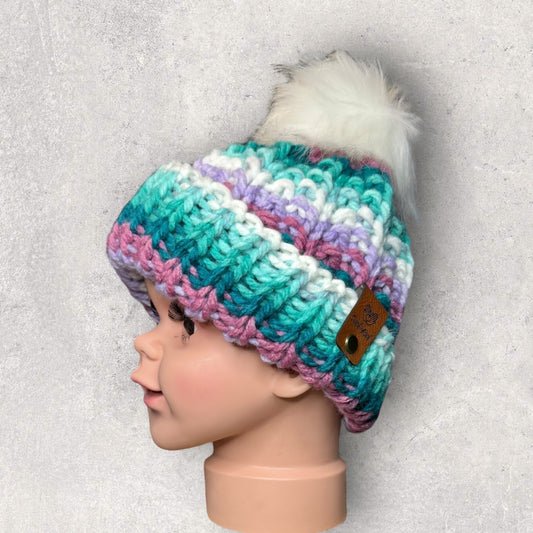 Faux Fur Pom Brim Beanie