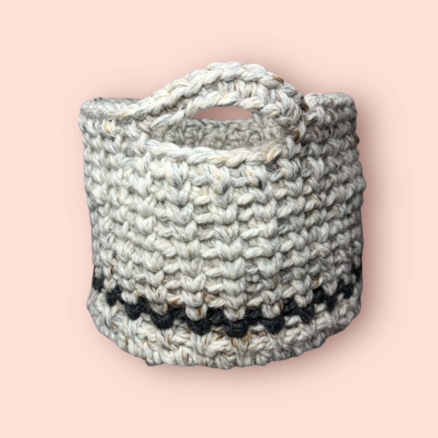 Woven Wool Basket Beige