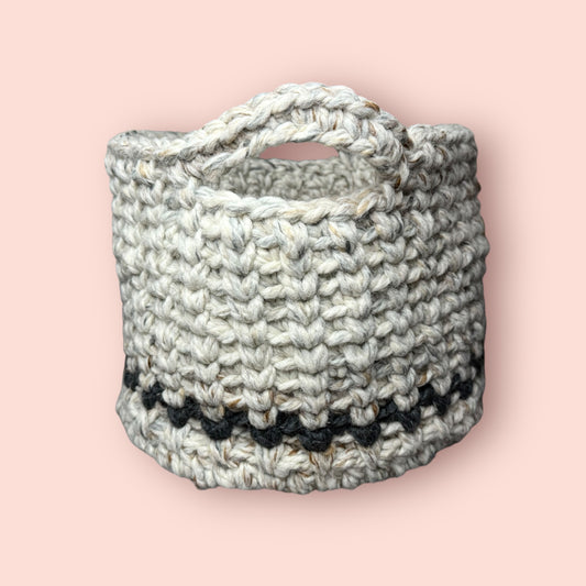 Woven Wool Basket Beige