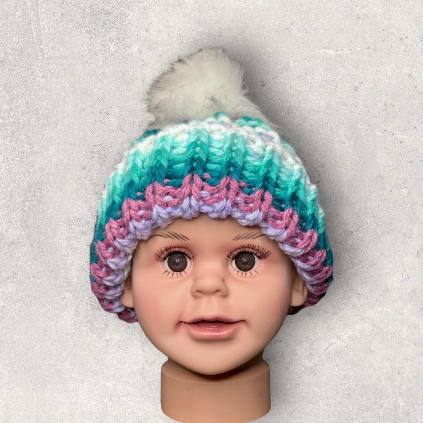 Faux Fur Pom Brim Beanie