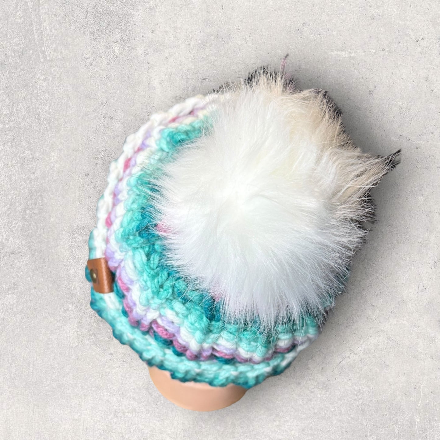 Faux Fur Pom Brim Beanie